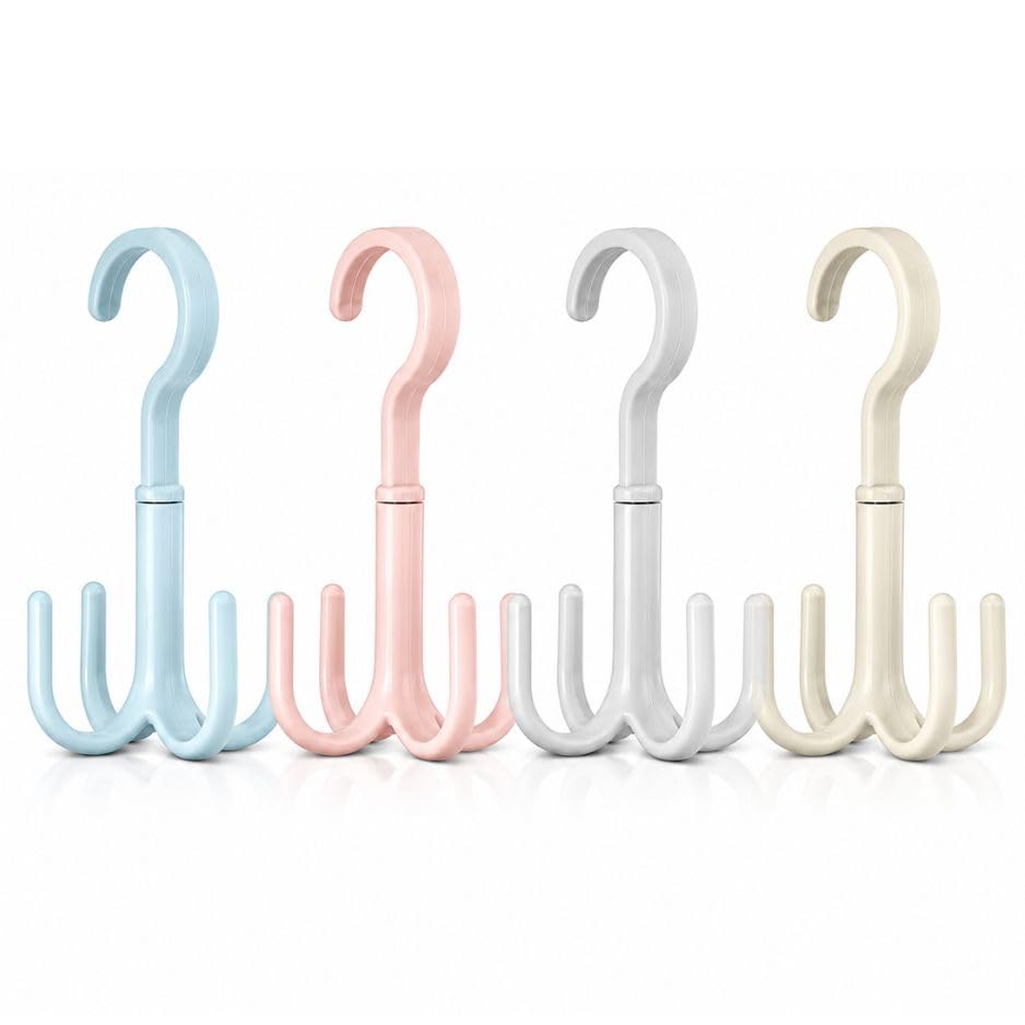 Image of Heda Multi-Function 360 Rotatable 4-Claw Hook Hangers | Space Saving Closet Organizer for Clothes, Bags & Accessories | Multicolor (4)