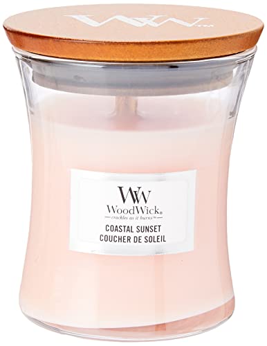 WoodWick Candela profumata con stoppino scoppiettante | Candela a clessidra piccola Coastal Sunset| Fino a 20 ore di combustione | Regali perfetti per le donne