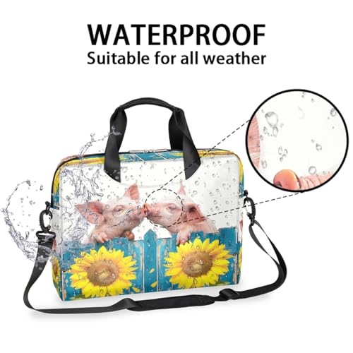 Maletín para portátil con diseño de cerditos y girasol 15.6 pulg miniatura 3