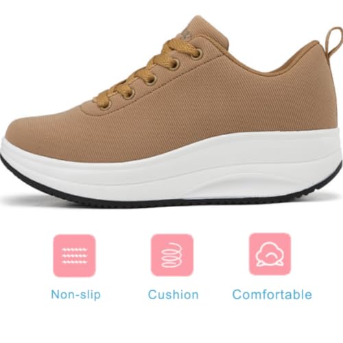 Image of RUIDENG Platform Sneakers for Women Walking All Day | Slip Resistant Work Shoes for Women Comfortable | 2 Inch Thick Wedge Rocker Bottom