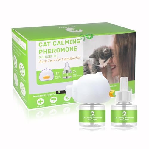 Cat Pheromones Calming Diffuser, 2 in 1 Cat Calming Starter Kit (Diffuser Head + 2pcs 48ml Vial) for 60 Days Use, Enhanced Cat Calming Diffuser Kit for Cat Anxiety Relief - image 8