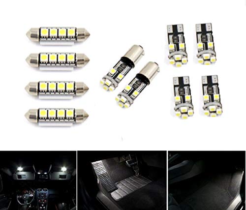 Tall Elephant - Juego de 10 bombillas LED de xenón para interior de LEON 5F MK3 2012-2018, color blanco