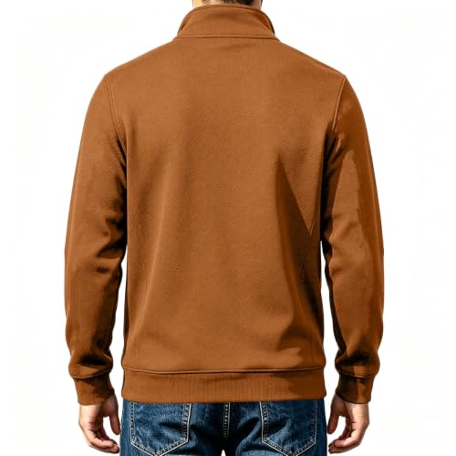 Elneeya Mens Long Sleeve Shirts Fleece Textured Trendy Half Zip Pullover - image 4
