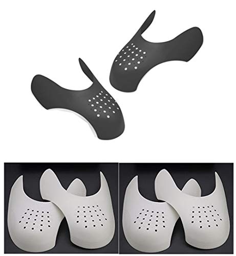 WKBY 3 Pares Escudos de zapatillas contra arrugas protectoras antiarrugas Protectores de zapatos (2 White+Black)