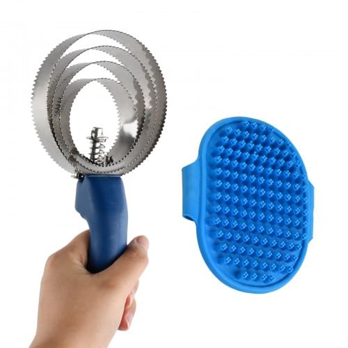 2 in 1 Grooming Kit Horse Grooming Brush Detangling Brush & Back Brush for Dogs, Horses & Cats - Perfect Furminator for Hair Loss & Hair Loss Needs