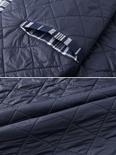Tacvasen Men's Thicken Plaid Flannel Shirt Jacket With Hood Quilted Lined Winter Cotton Outwear Navy M #TOP6