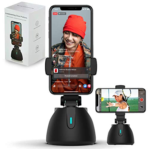 360 Tracking Auto Selfie Stick: Smart AI Gimbal Personal Robot Cameraman - Rotates Auto Face & Object Tracking - Smart Rotating Auto Tracking Selfie Compatible with iPhone Android for Live Streaming