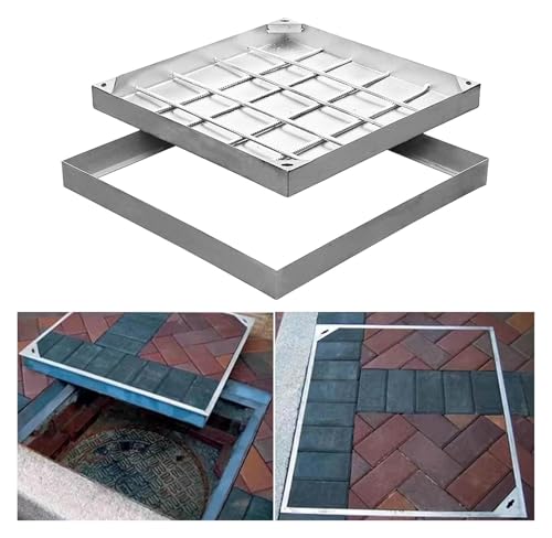 Heavy Duty Manhole Cover And Frame - 2.6t Load Stainless Steel Invisible Square Septic Tank Lid For Paving - Recessed Metal Sewage Basin Cover Customisable(LxW-39x39in/100x100cm)
