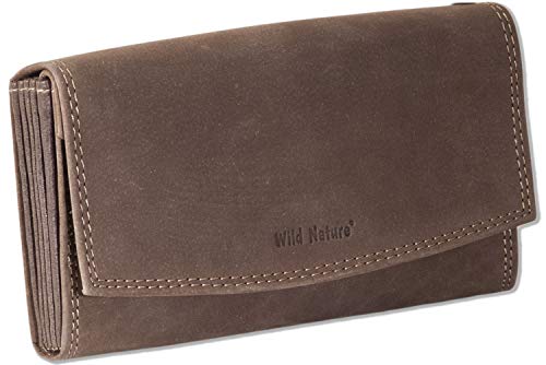 Preisvergleich Produktbild Woodland® Profi Kellnerbörse mit speziell verstärktes Hartgeldfach aus naturbelassenem, weichem Büffelleder in Dunkelbraun / Taupe