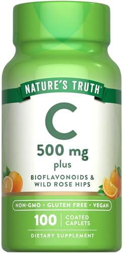 Nature’s Truth Vitamin C with Rose Hips and Bioflavonoids | 500mg | 100 Caplets | Vegan, Non-GMO & Gluten Free