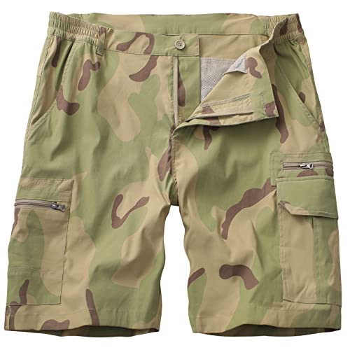 Jessie Kidden Hiking Shorts For Men Cargo Casual Quick Dry Lightweight Stretch Waist Outdoor Fishing Travel Shorts Yellow cover