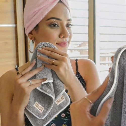 Image of LINEAR Microfiber Hand Towels /Small Size Towel /Face Towel /Towel for Men, Women & Babies /Ultra Soft, Absorbent & Quick Dry Towels for Gym, Travel 300 GSM (Grey1)