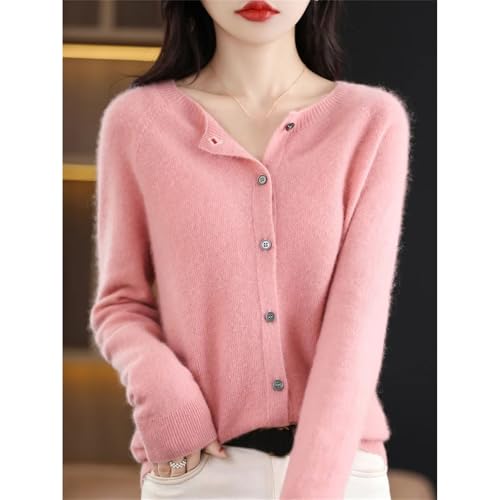 Fashion Merino Wool Womens O-Neck Cardigan Cashmere Sweater Female Clothing Grace Tops for Work4