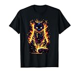 Chat mignon et drôle avec flamme graphique avec un look de danger T-Shirt
