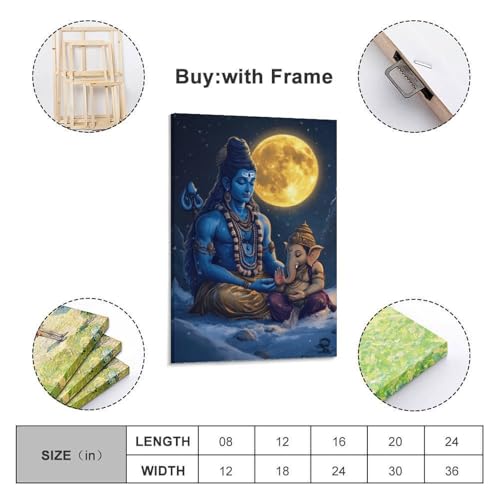 Poster divinité hindoue lune deco murale chambre tableau cadre moderne - 2