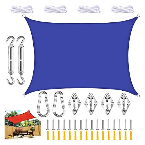 Voile d'ombrage rectangulaire bleue 2x4m imperméable pour terrasse