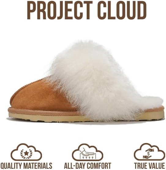 Project Cloud 100% Genuine Leather Slippers for Women Footwear with Genuine Fur Lining Womens Clogs & Mule - Non-Slip Indoor/Outdoor Scuff Womens Slippers with Memory Foam Insole - Image 3