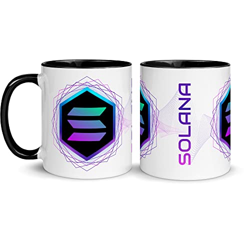 Zumo Digital Caneca de criptomoedas Bitcoin Solana caneca de pequeno-almoço cerâmica branca 11 oz presentes originais (Solana-Black)