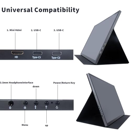 Image of 18.5 Inch Large Portable Monitor for Laptop, 120Hz IPS FHD 1080P USB-C HDMI Display with Sleeve Case VESA Mountable, 100% sRGB, Ultra-Slim Second Screen for PC /PS5 /Switch - Built-in Speaker