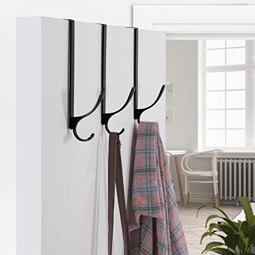 SKOLOO Over The Door Hooks, for Doors up to 4.5cm Thick, Pack of 5, Stainless Steel Door Hanger Hooks - Image 2
