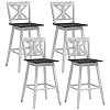 COSTWAY Bar Stools Set of 4, 360 Degree Swivel, 29-inch Height Chairs w/ Non-Slip Foot Pads, Rubber Wood Bar Chairs, Vintage Bar Stools for Home, Restaurant (White) COSTWAY Bar Stools Set of 4, 360 Degree Swivel, 29-inch Height Chairs w/ Non-Slip Foot Pads, Rubber Wood Bar Chairs, Vintage Bar Stools for Home, Restaurant (White)