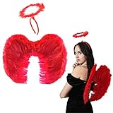 Completa cualquier disfraz de Halloween para mujer o para el diablo: ya sea que vayas como un hermoso diablo para tu próxima fiesta de Halloween, o para cualquier otro disfraz, puedes completar tu look con nuestro juego de diadema y alas de diablo rojo