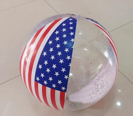 Inflatable Beach Ball Red White and Blue Beach Ball Independence Day Beaches Balls with Confetti Floating Pool Balls for 4th of July Party Swimming Pool Party Birthday Summer Outdoor