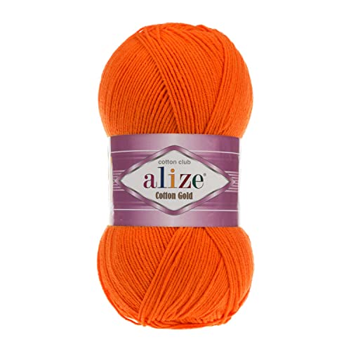 Image of 55% Cotton 45% Acrylic Alize Cotton Gold Yarn 1 Skein /Ball 100 gr 360 yds (37 - Orange)
