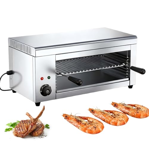 Glowdora Gril Salamandre Électrique 2000 W Fondoir À Fromage, 50-300 °C, Brûleur en Acier Inoxydable, pour Barbecue, À Poser Ou À Fixer Au Mur. Convient...