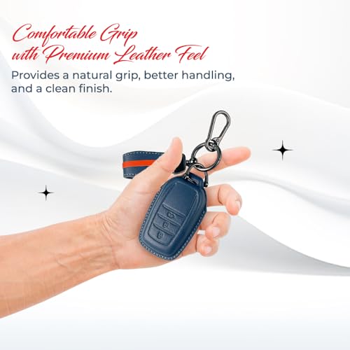 Image of keyzone Royal Leather Key Cover for Toyota Fortuner, Legender, Innova HyCross, Land Cruiser, 3-Button Smart Key