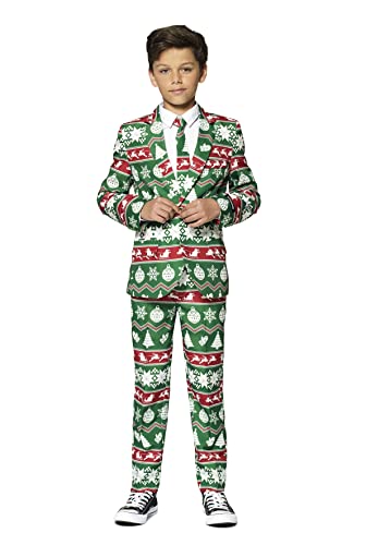 Suitmeister Trajes de Navidad para niños en varios estilos - Chaqueta, pantalones y corbata - verde - Small Cover