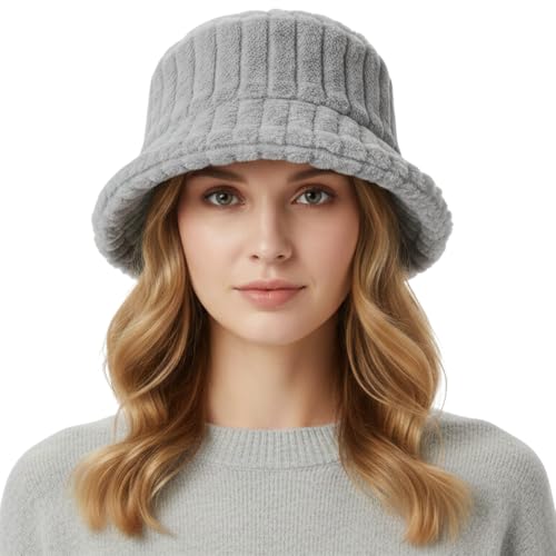 Chapeau seau fluffy pour sorties d'hiver bonnet femme en fausse fourrure