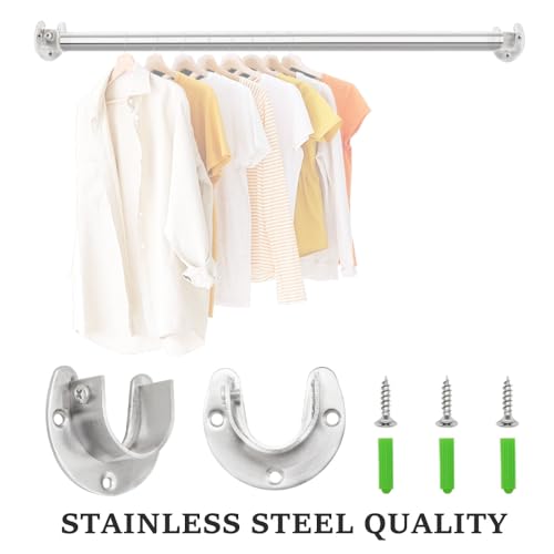 CEEYSEE 2 Stück Rundrohr Halterung 32mm U-Form kleiderstangen halterung 304 Edelstahl Schrankstange Halterung mit 6 Stück Schrauben Stangen Flansch Set for Kleiderschrank(FLZ-U/32mm)