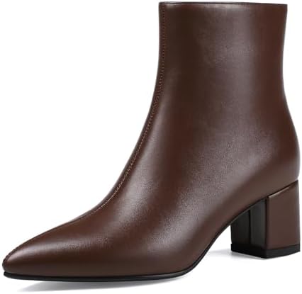 Abbleet Women's Ankle Boots Pointed Toe Chunky Block Heel Short B...