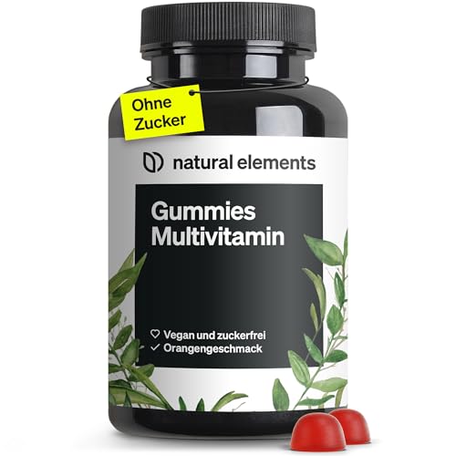 natural elements Gummies Multivitamin – 120 fruchtige Gummibärchen – natürliches Aroma – mit 12 Vitaminen und Mineralstoffen (Vitamin C, D3, Biotin, Folsäure, Zink & mehr) – laborgeprüft