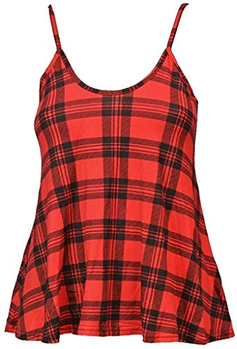 WearAll Damen Top mit Trägern, ärmellos, Übergröße, Gr. 42-50 Gr. 46-48, Rotes Tartan-Muster