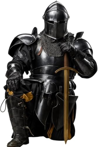 PRAVEEN NAUTICAL Dark Barbuta Knight Armor Full Set 18 Gauge Steel Medieval Knight Suit Body Plate Armor Reenactment. (Full Costume X-Large)