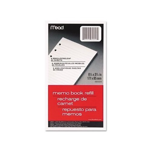 MeadWestvaco 46534 3-3/4" X 6-3/4" Memo Book Refill 80 Count
