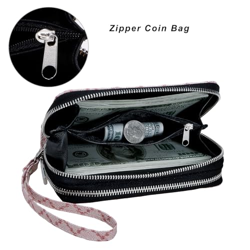 Image of Cellphone Wallet for Women Dual Zipper Long Purse with Removable Wristlet