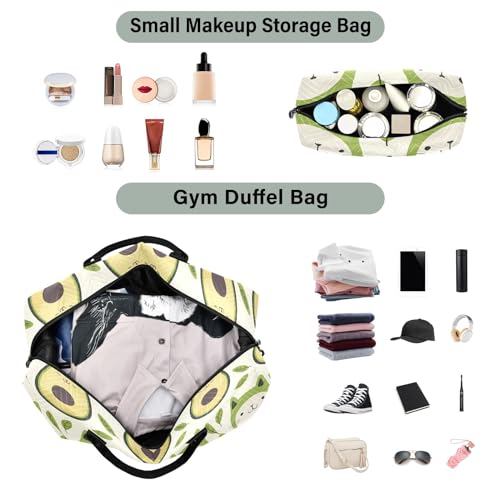 senya Weekender Bags Travel Duffel Gym Bag Cute Cats As Avocados Cartoon Minimalistic Simple Pattern Carry on Overnight Tote Bag with Toiletry Bag for Airplane Travel Trip Gym Yoga4