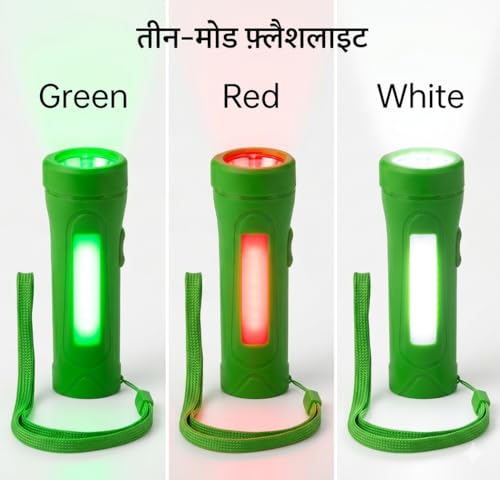 Image of 4-in-1 LED Railway Signal Torch,Railway tri Colour Torch,All Right Light (Green),Rechargeable Flashlight for Railway Signaling,
