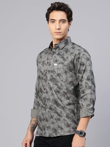 Image of Majestic Man Printed Pure Cotton Slim Fit Casual Shirt