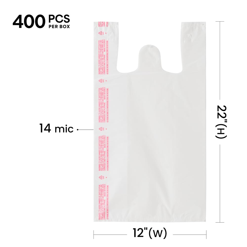 専用ページ12 Large White T-Shirt Plastic Bags (400 Count) – 12x7x22, 17 Mic