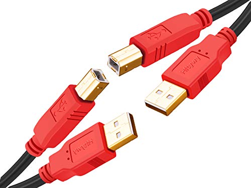 Hftywy Printer Cable(1ft 2Pack) USB Printer Cable USB 2.0 Printer Scanner Cable USB
