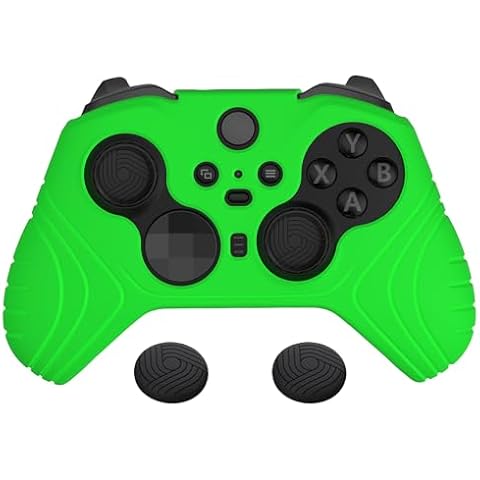 PlayVital Samurai Edition Anti Slip Silicone Case Cover for Xbox Elite Wireless Controller Series 2, Ergonomic Soft Rubber Skin Protector for Xbox Elite Series 2 with Thumb Grip Caps - Green Cover