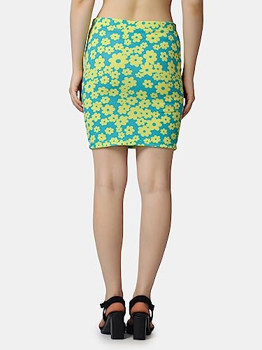Image of POPWINGS Women Casual Pencil Slit Printed Skirt for Women | Summer Skirt for Women | Concert Slit Short Skit for Women