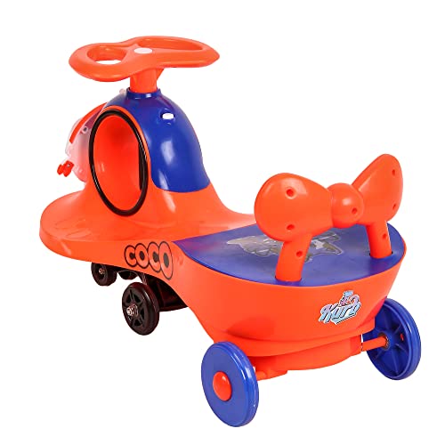 Image of KURB Ride On Swing Car for Kids 1-5 Years| Magic Car with Light & Music | Twister Car with Back Support | with Storage Basket| Comfortable & Durable Seat (Red)