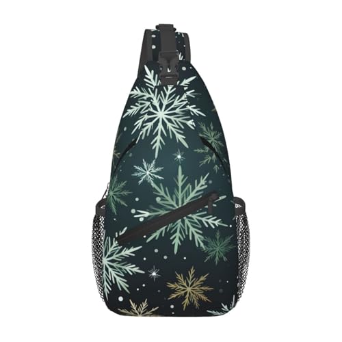 Bolso cruzado con patrón de copo de nieve navideño miniatura 1