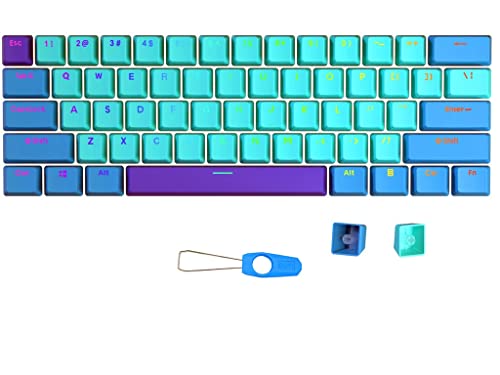 New Arrivals 61 PBT Keycaps,61 Key ANSI Layout OEM Profile PBT Thick Shine-Through Keycaps for 61 Mechanical Keyboard Closed Character keycaps (zilanqing Color)
