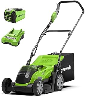 Greenworks G40LM35K2 Cordless Lawnmower for Lawns up to 200m², 35cm Cutting Width, 40L Bag PLUS 40V 2Ah Battery & Charger, 3 Year Guarantee